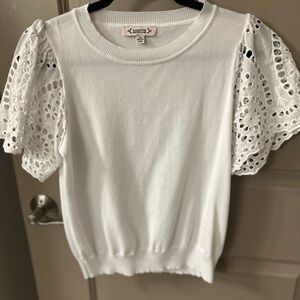 Nanette Lepore White Eyelet Sleeve Blouse